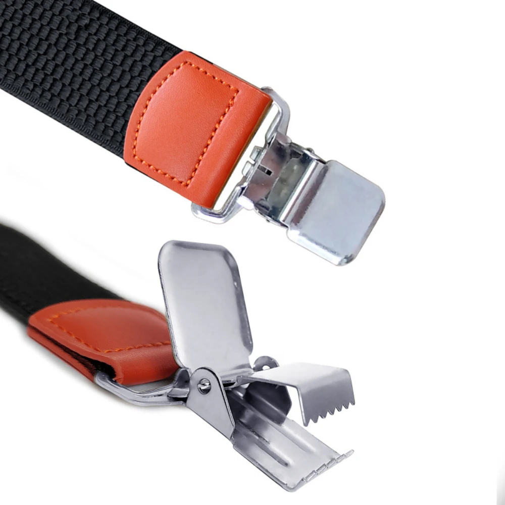 Heavy Duty Suspender 3.5cm Wide X-Back with 4 Strong Metal Clip Adjustable Elastic Trouser Braces Straps Men Fashion Accessories