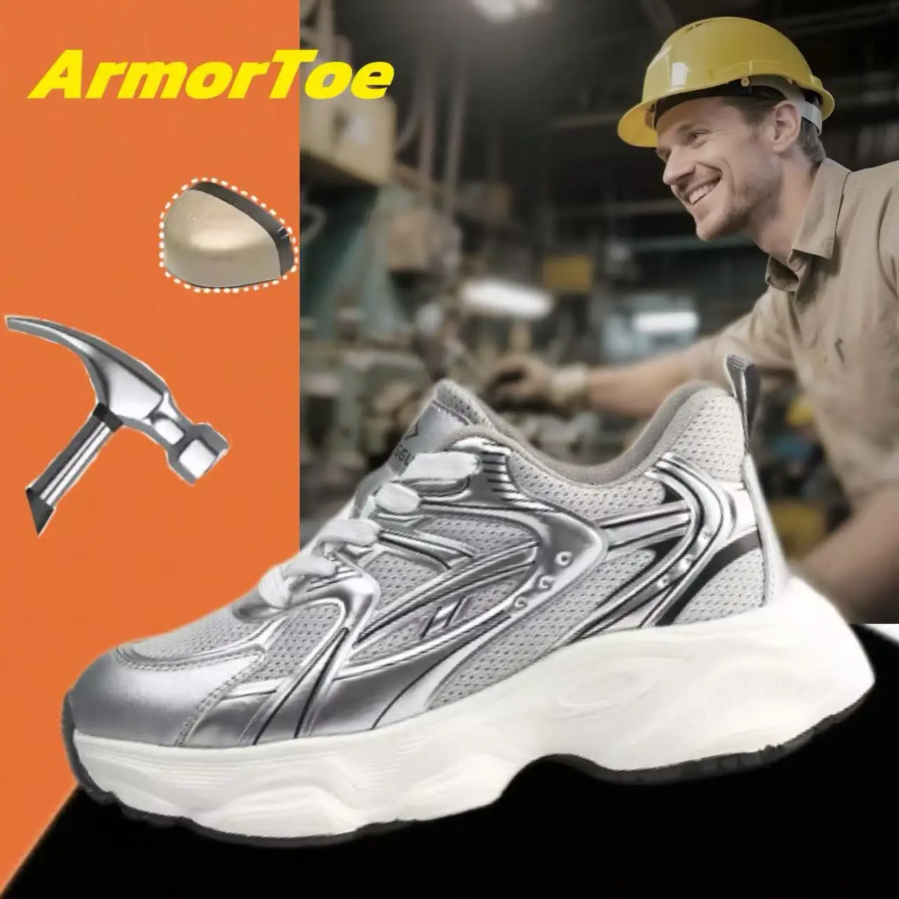 

ArmorToe Steel Head Women's Safety Shoes Anti-smash Anti-stabbing Wear-resistant Work Shoes Four Seasons Models #Armor2539