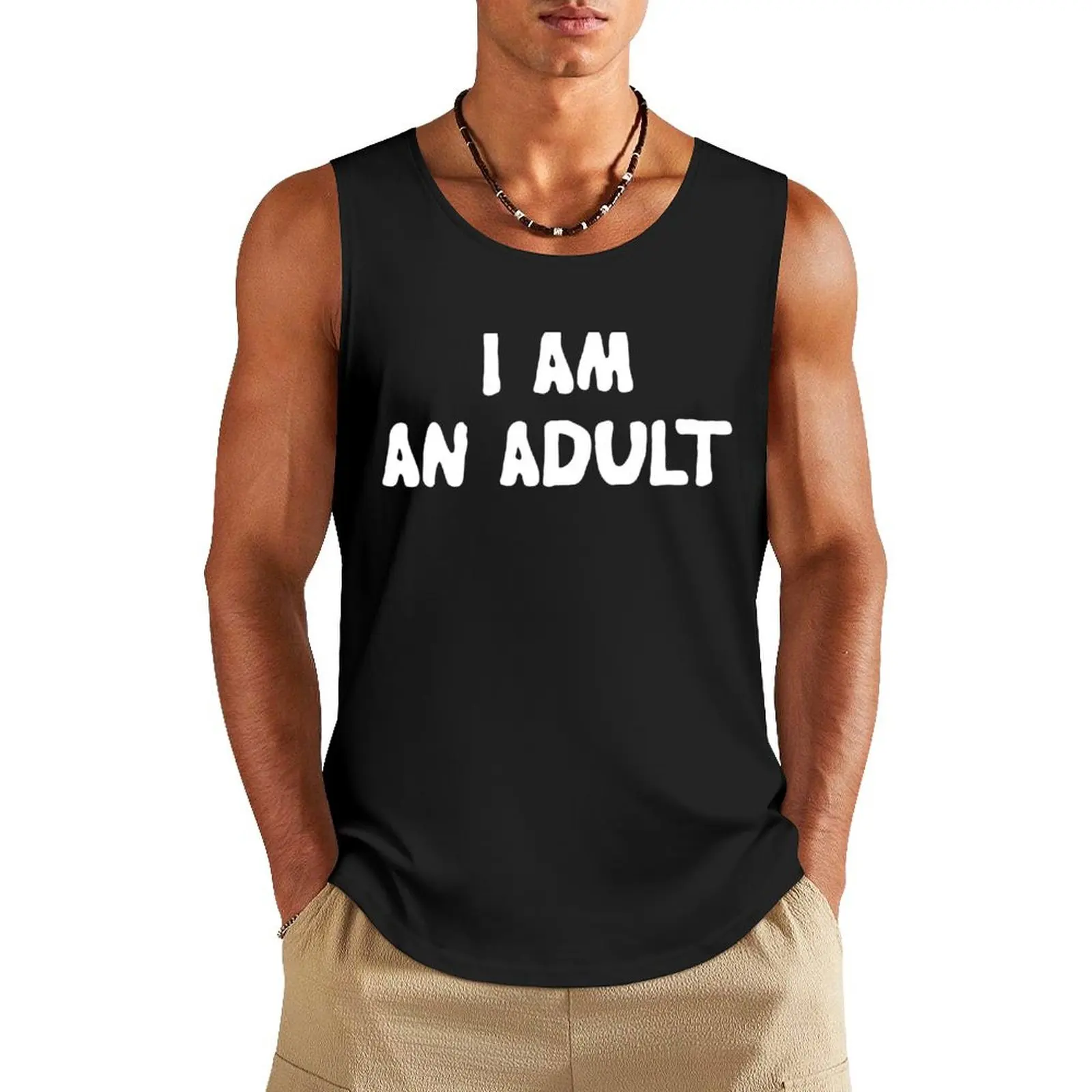 

I am an adult funny anime meme Tank Top Vest Vest male sleeveless gym shirt man fitness