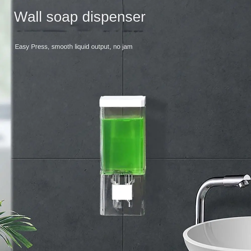 Transparent Manual Soap Dispenser ABS Plastic Wall Mount No Drilling Shampoo Gel Detergent Container Kitchen Bathroom Parts