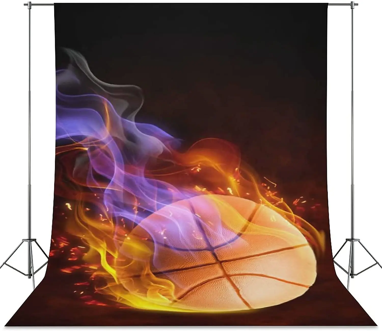 Photography Backdrop Burning Basketball Background Cloth Curtain For Photo Studio Streaming Banner Poster