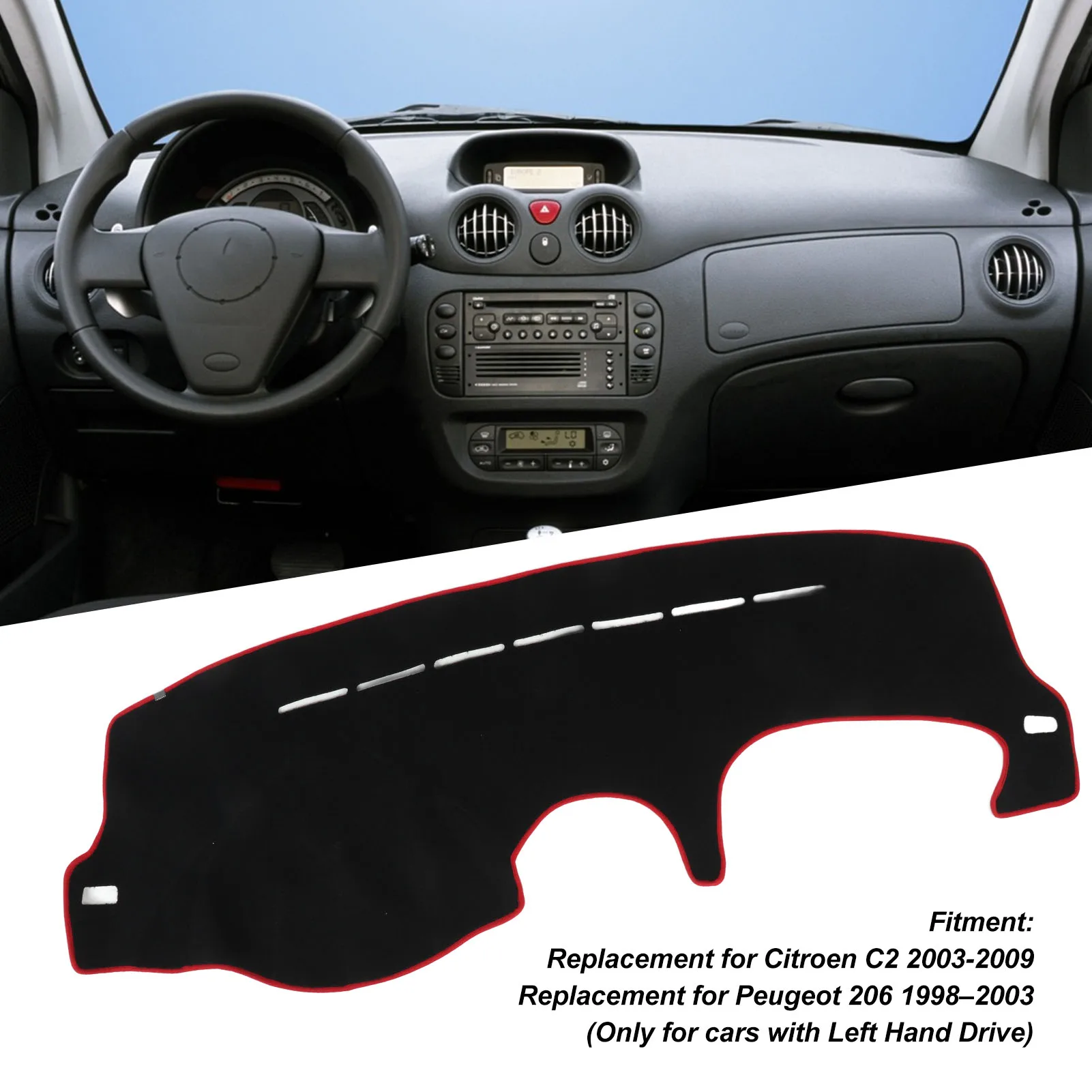 Dashboard Cover Pad For Citroen C2 2003-2009 LHD Sunshade Protector Anti-UV Dash Mat Sun-shading Non-slip Car Accessories