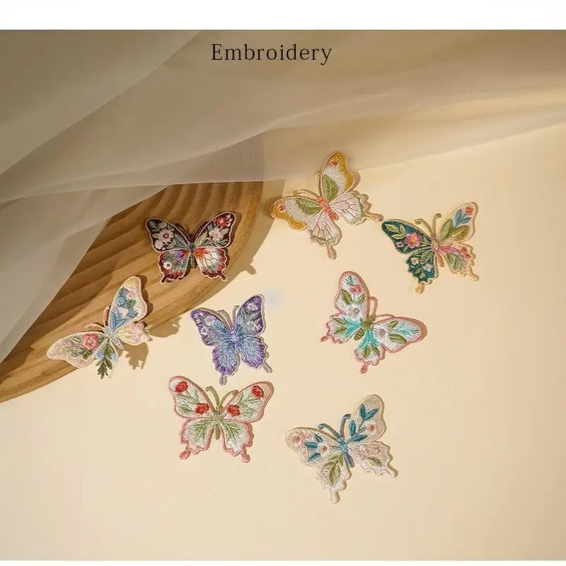 Vintage Blumen-Schmetterling-Stickerei Aufbügelbare Patches Niedliche Wärmeübertragungs-Applikation für DIY-Kleidung Jacken Dekoration Einfach Anzubringen – Detail 9