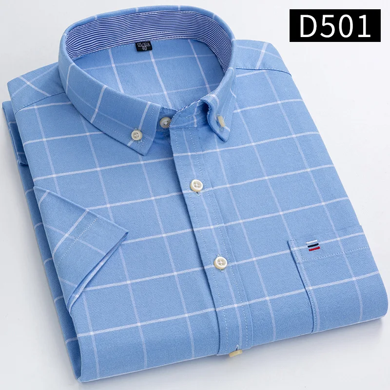 

A589 Oxford spun thin summer new short sleeved shirt for men's casual slim fit half sleeve lining solid color trendy men'