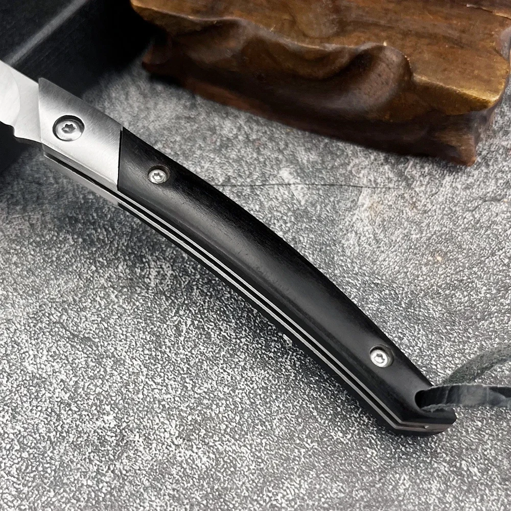 Aventura portátil dobrável lâmina faca auto-defesa caça punho de madeira edc resgate caminhadas ferramenta selva sobrevivência faca prática