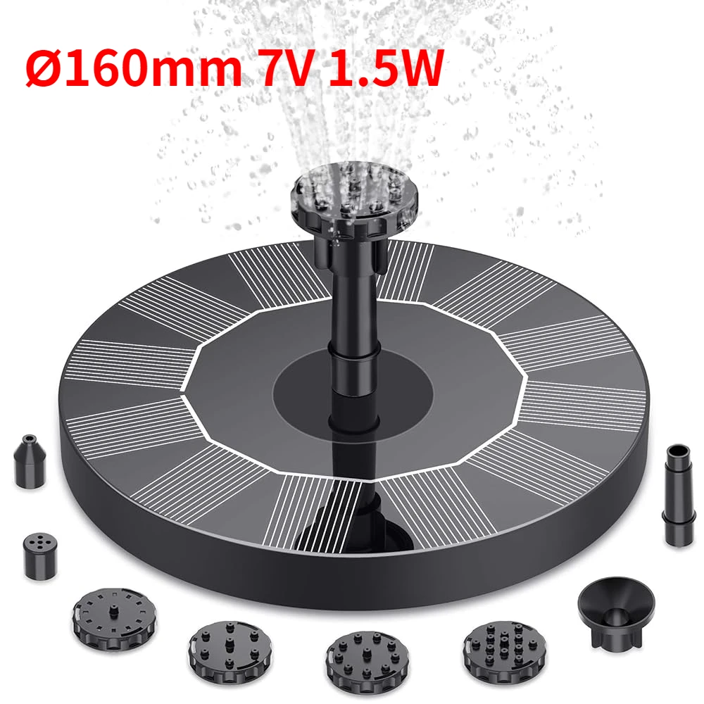 1 W/1.5 W/2.5 W Outdoor Solar Fontein Geschikt voor Tuin Vijver Solar Fontein pomp Kit met 6 Nozzles voor Tuin Decoratie