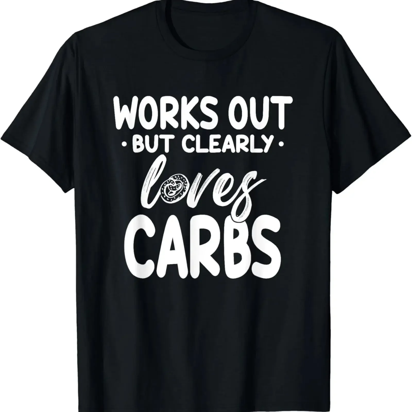 Works Out But Clearly Loves Carbs Funny Fitness T Shirt Bild 1 von 3 vintage Washed Unisex Soft Comfortable Versatile Casual