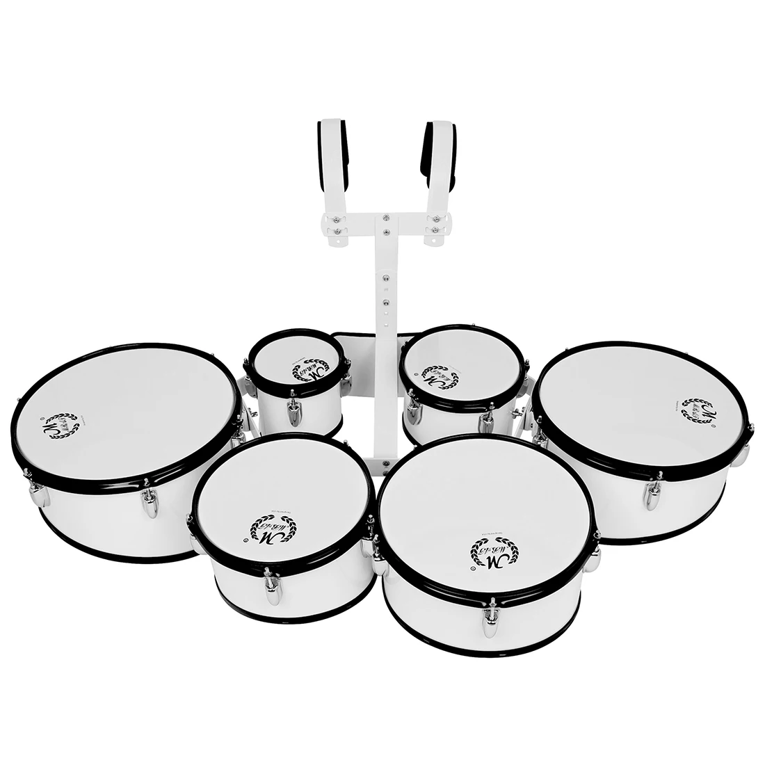 6-Piece Marching Drum Set with Carrier–Multi-Drum Sextet Toms with Sticks Keys & Wrenches for Marching Band Playing Practice view 3