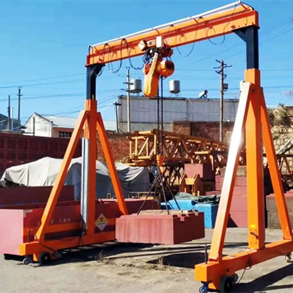 

Steel 5 ton portable winch lifting gantry crane with chain hoist