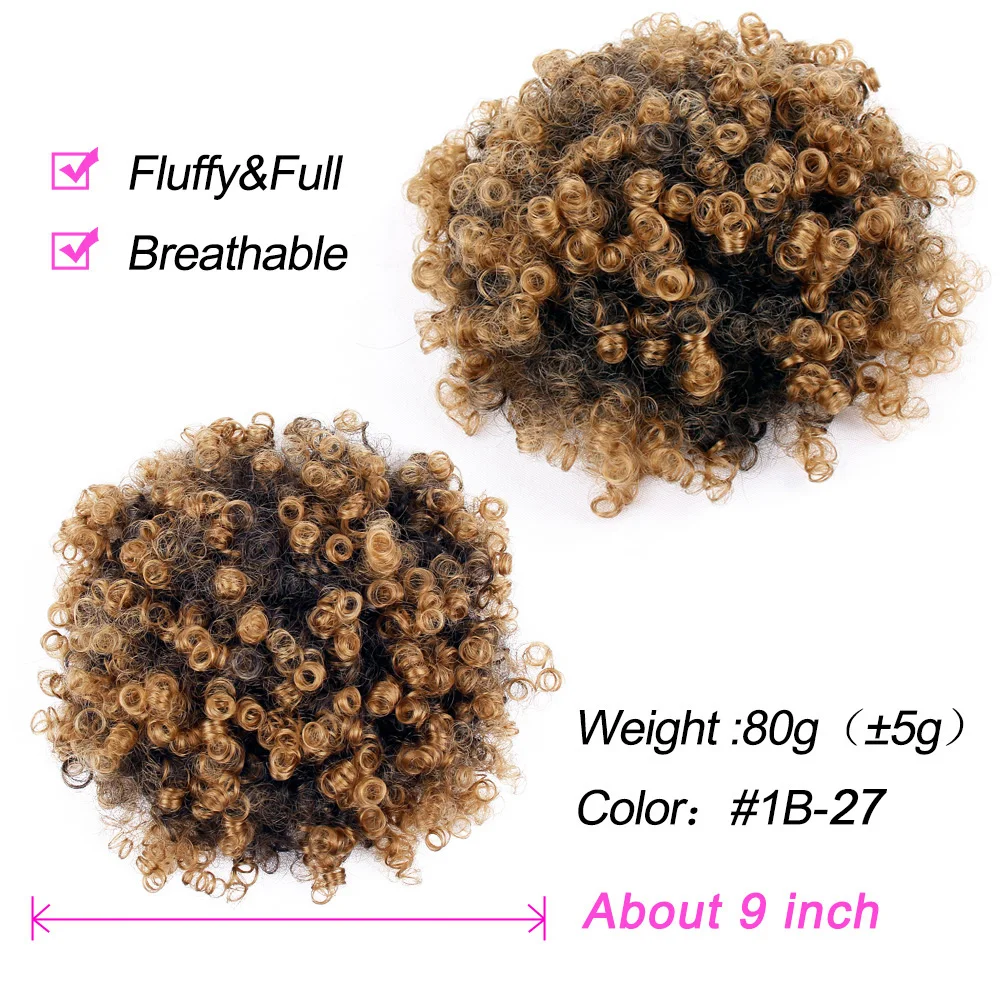 Drawstring Afro Curly Puff Ponytail Synthetic Chignon Wig Ponytail Short Afro Hair Extensions Clip In Hair Buns Pieces For Women