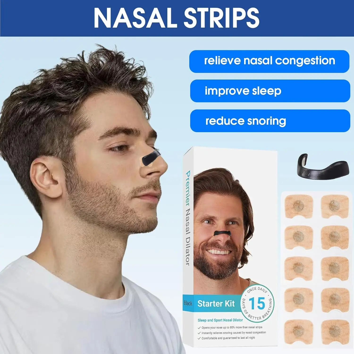 15/30Pairs Nasal Breathing Dilators Kits Anti Snoring Magnetic Nasal Strips Increase Air IntakeImprove Sleeping Reduce Snoring