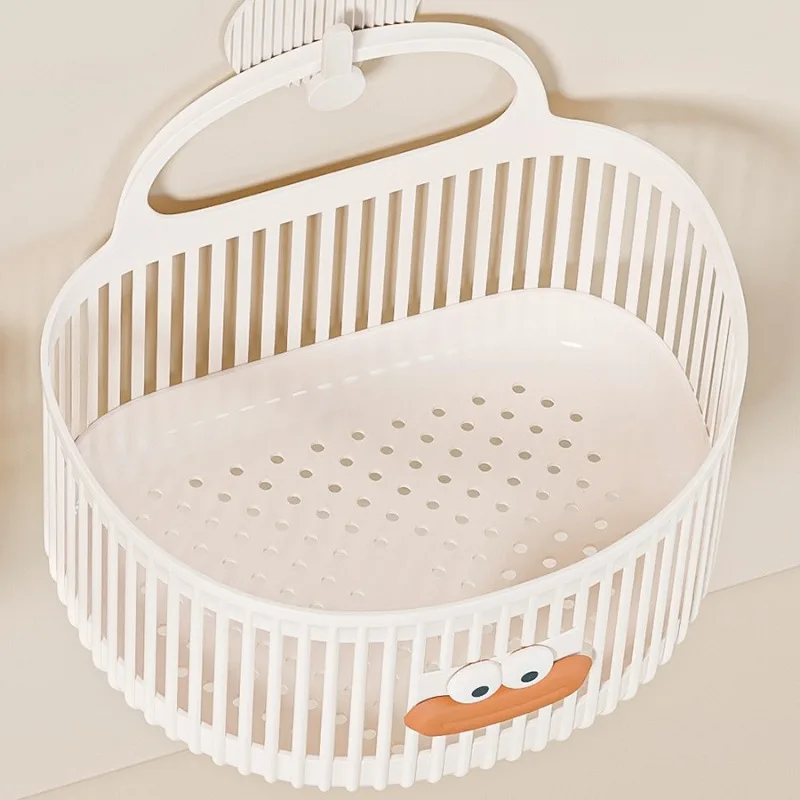 1Pc Multifunctional Punch Free Wall Mount Storage Basket Cute Hanging Organizer For Kitchen Bathroom Toilet Small Item Storage