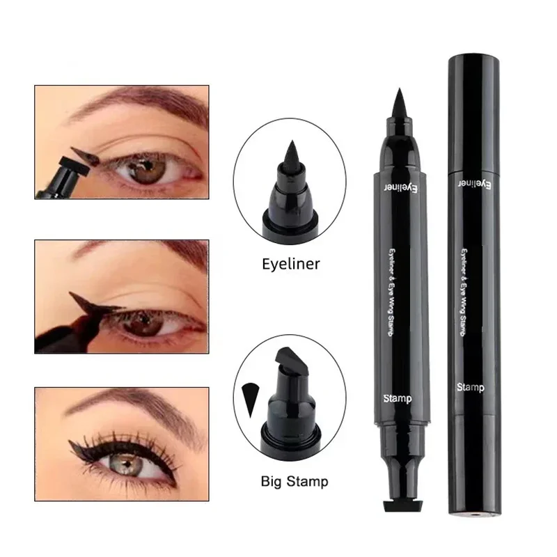 2 In1 Stamp Double-ended Fast Dry Eyeliner Waterproof Lasting Triangle Non-smudge Liquid EyeLiner Pencil Makeup korean cosmetics