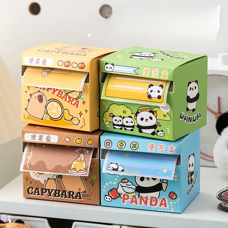 

Students Pull-out Note Box, Cartoon Sticky Note Creative High-value Note Paper, Cute Full-adhesive Note Sticker Memo Note