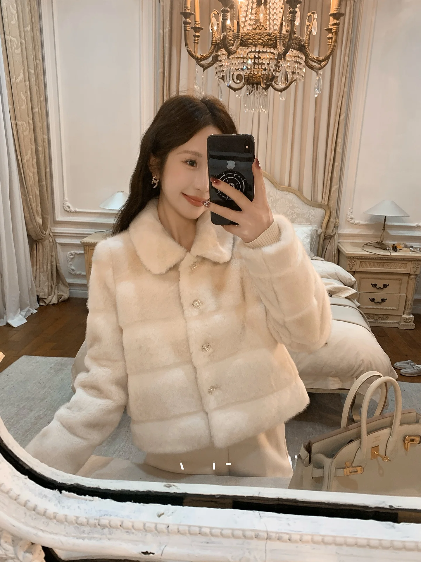 

Eco-Friendly ort Fur Coat Women's Winter Puffer Jaet oulder-Length Collar Hair Warm Thi Long Sve Outerwear