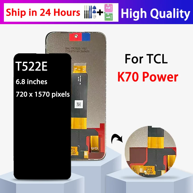 68インチ-tcl-k70-power-lcd-t522e-ディスプレイタッチスクリーンデジタイザーアセンブリ用、tcl-k70-power-ディスプレイ交換用、テスト済み。