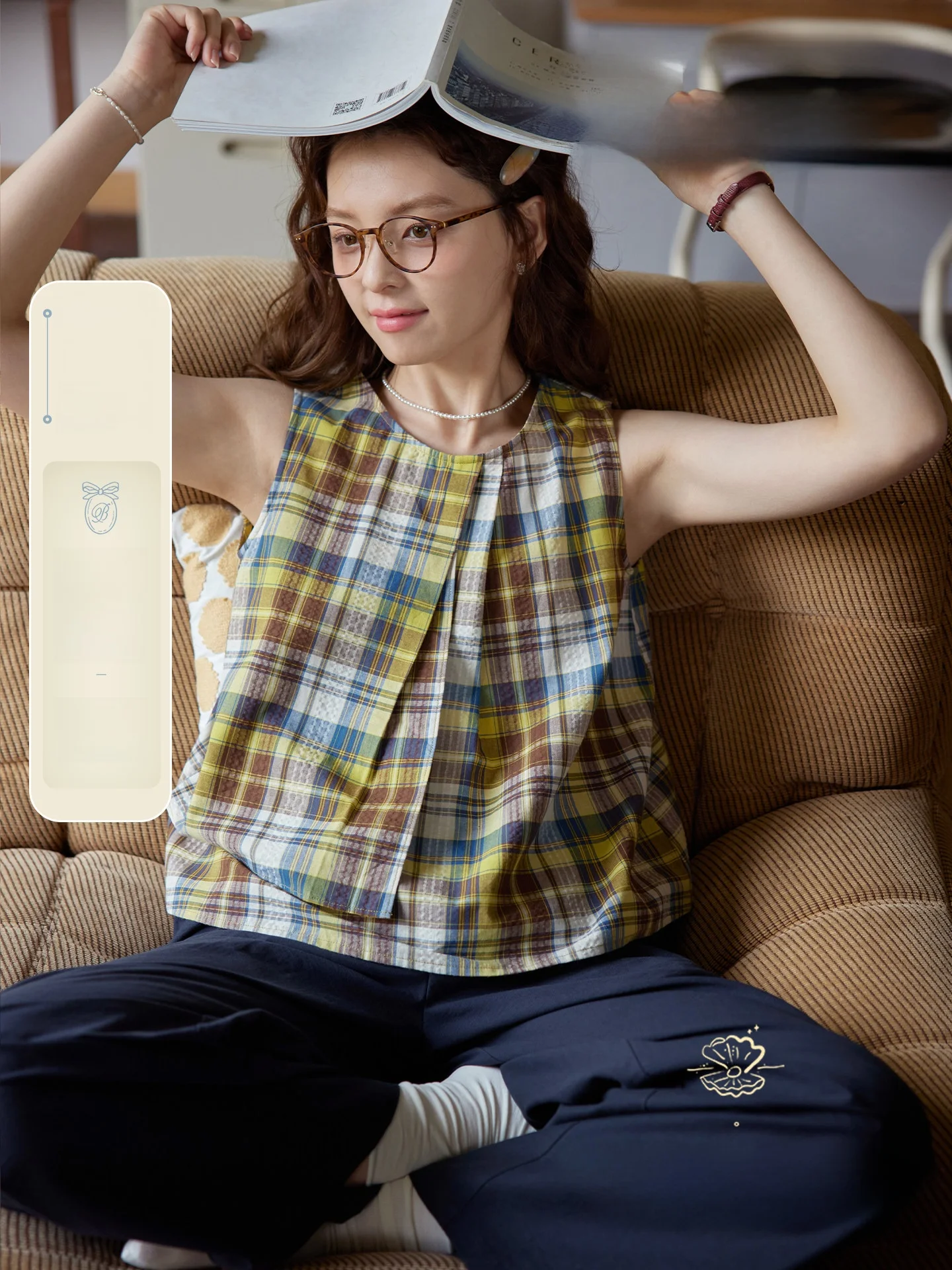 

Nov Et Vintage Plaid irt Women's Svel Top Irregular Design Cotton Summer Casual round Ne Pullover Dr irt