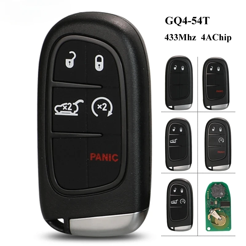 

KeylessGo 433 МГц Hitag-AES 4A чип 2/3/4/5 BTN удаленный смарт-ключ для Jeep Cherokee Durango Chrysler GQ4-54T