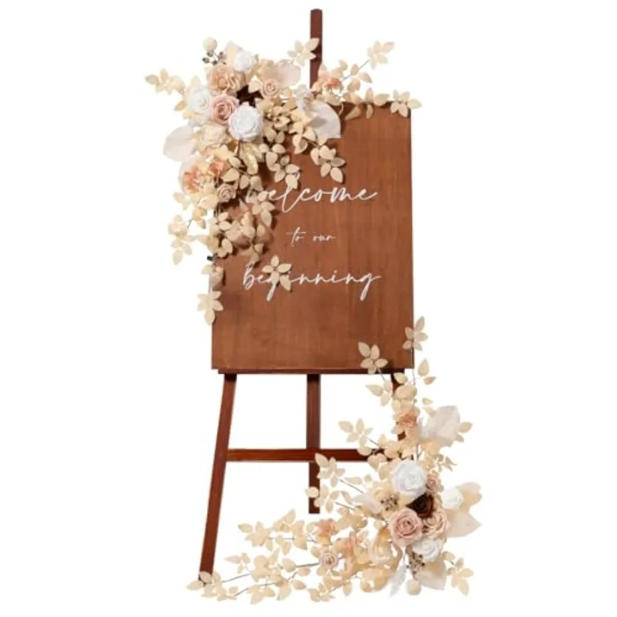 2pcs Wedding Flowers Garland Artificial Floral Swag Arch Decorations Greenery Arrangements White Beige Ceremony Reception Garde