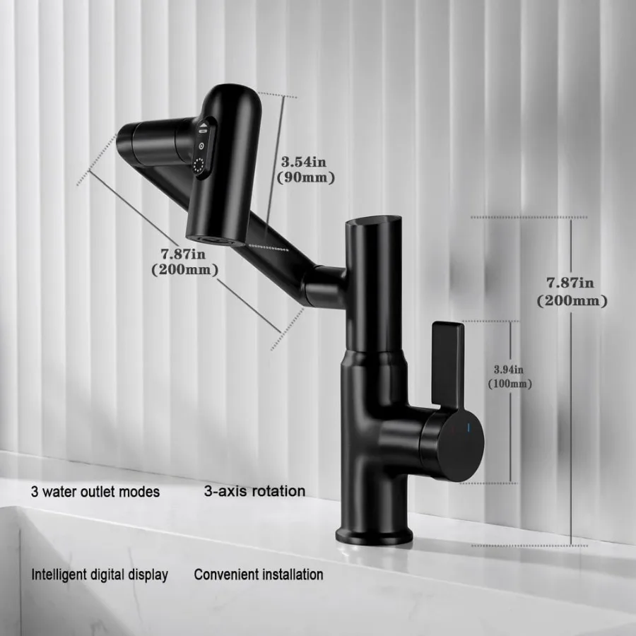 Smart Temperature Bathroom FaucetSingle Handle Bathroom Faucet Bathroom Sink Faucet Kitchen Faucet taps Matte Black