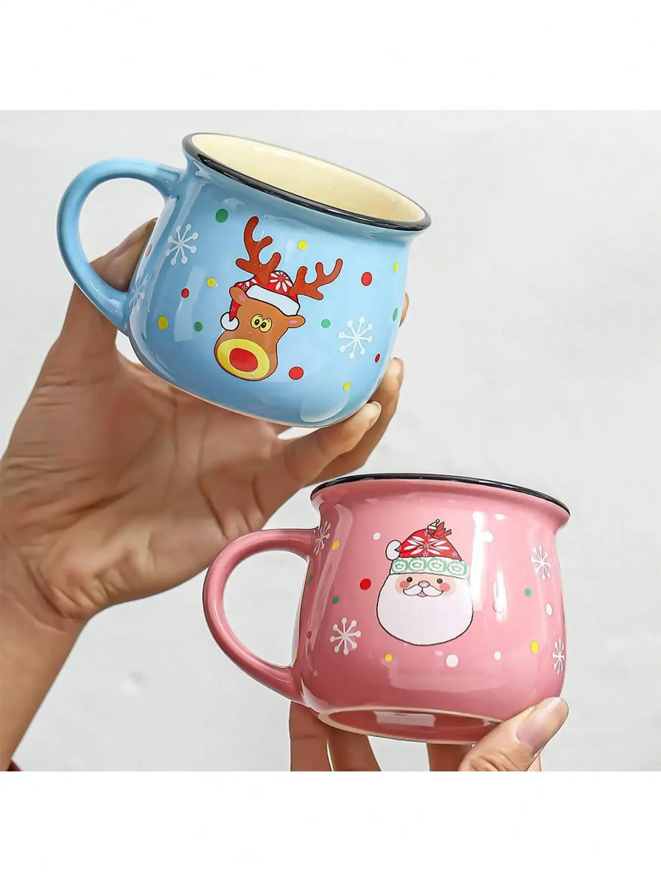 1pc Ceramic Christmas Cartoon Mug Easy To Clean Cute Family Milk Cup Coffee Cup Christmas Gift