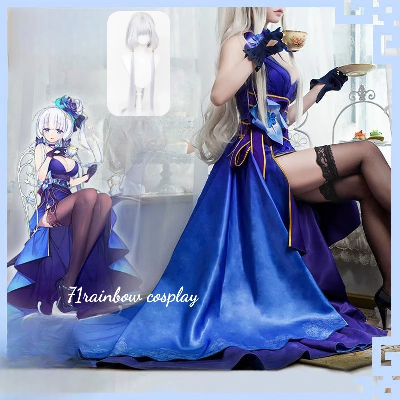 ILLUSTRIOUS Cosplay Game Azur Lane イラストリアス Cosplay Costume Halloween Roleplay Uniforms Dress Sets Wig Azur Lane Cosplay