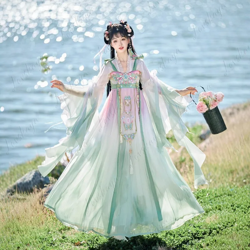 Women's Spring Summer 2-Piece Modified Hanfu Set Chest-High Skirt Chinese Style Casual Traditional Daily Outfit