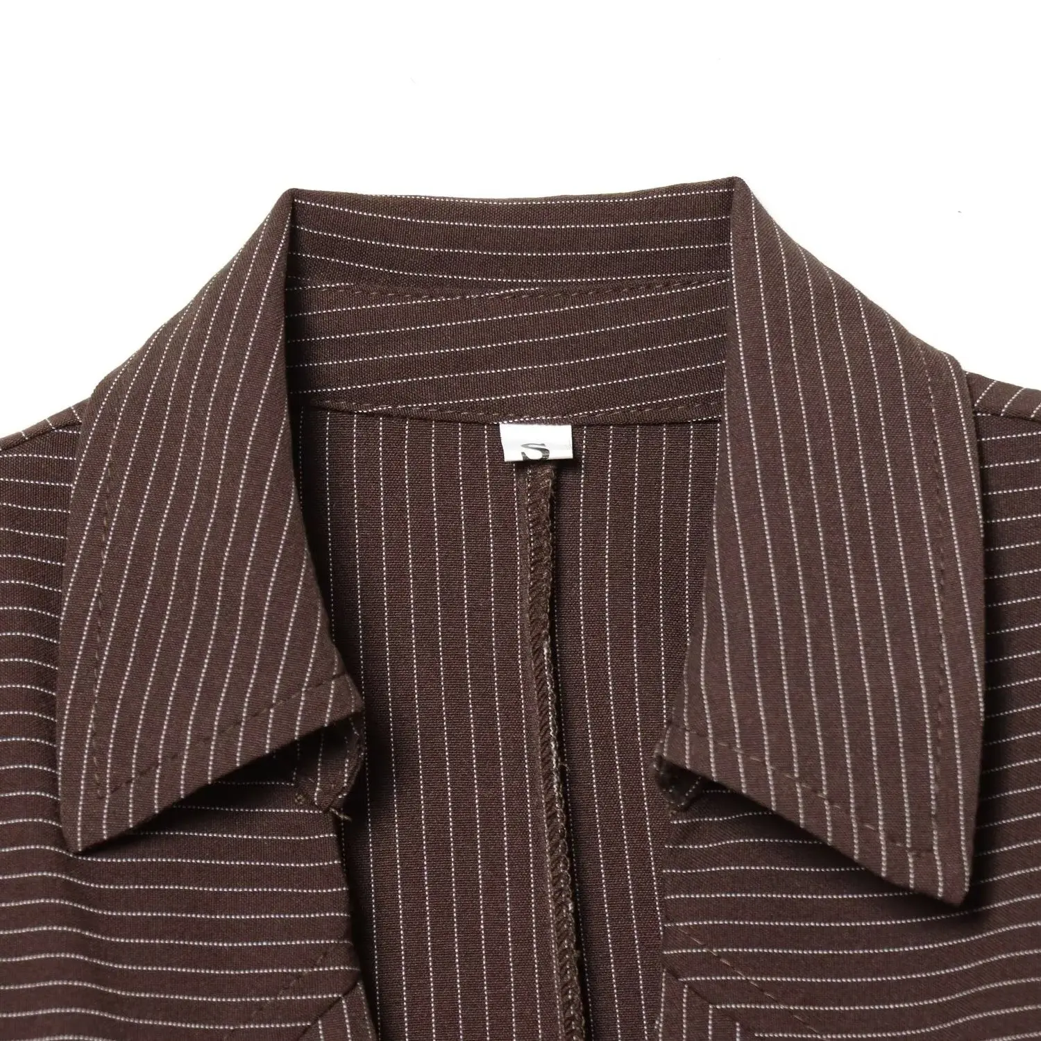 JNLEAOG Faionable ort Listrado oulder Pad irt para Mulheres Outono Novo Sle Loose Fit Longo Sve Fibra de Poliéster