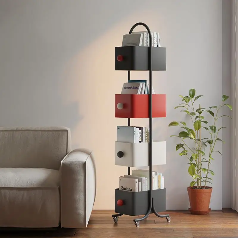 

Household floor-to-ceiling multi-layer bookshelf Living room wrought iron shelf Corner locker Storage display