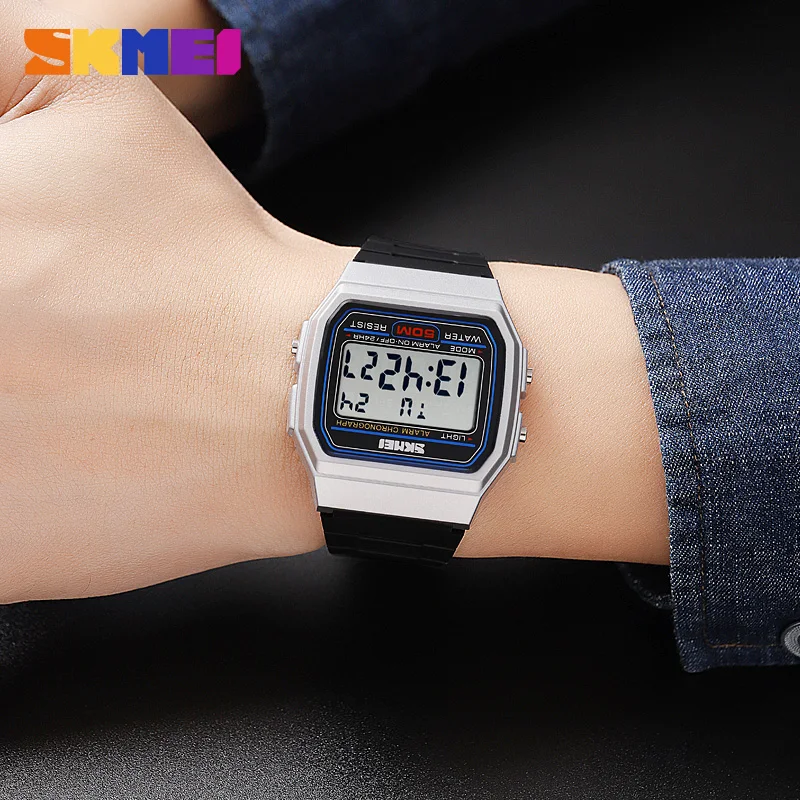 SKMEI 2042 ساعة رياضية رقمية للرجال عسكرية مقاوم للماء التقويم تاريخ الأسبوع ساعات المعصم الرجالية الإلكترونية رقيقة ساعة 1381 Reloj