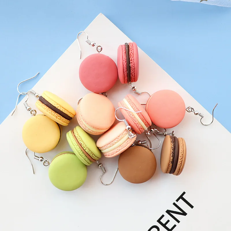 Ovxxons 1 Pair Macaron Earrings Burger Multi-color Fashion Earrings Japanese Girl Three-dimensional Food Play Earrings Jewelry