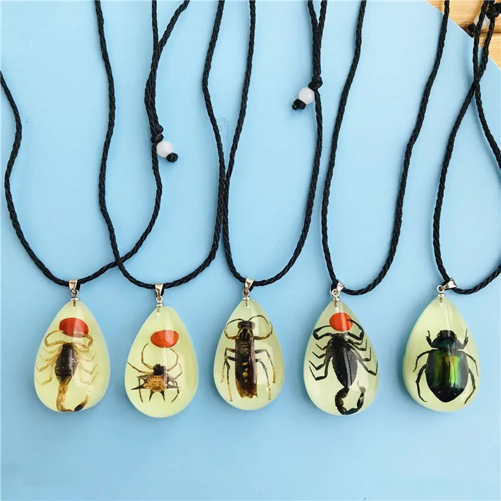 Gothic Resin Spider Scorpion Pendant Necklace for Women Fashion Hyperbole Insect Ant Specimen Vintage Necklace Aesthetic Jewelry