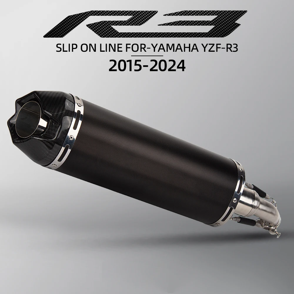 

Motorcycle Exhaust System Escape Moto Carbon Fiber Tip Muffler with Slip On Middle Link Pipe For Yamaha YZF R25 R3 MT03