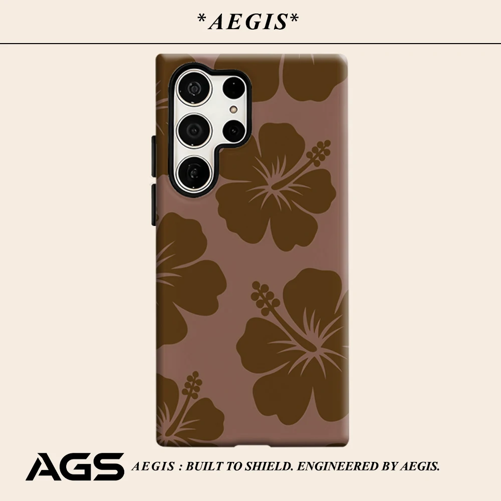 Tropical Hibiscus Bold Hue Phone Case for Samsung Galaxy S25 Ultra S24 S23 Ultra Plus Glossy Double-layer Back Cover