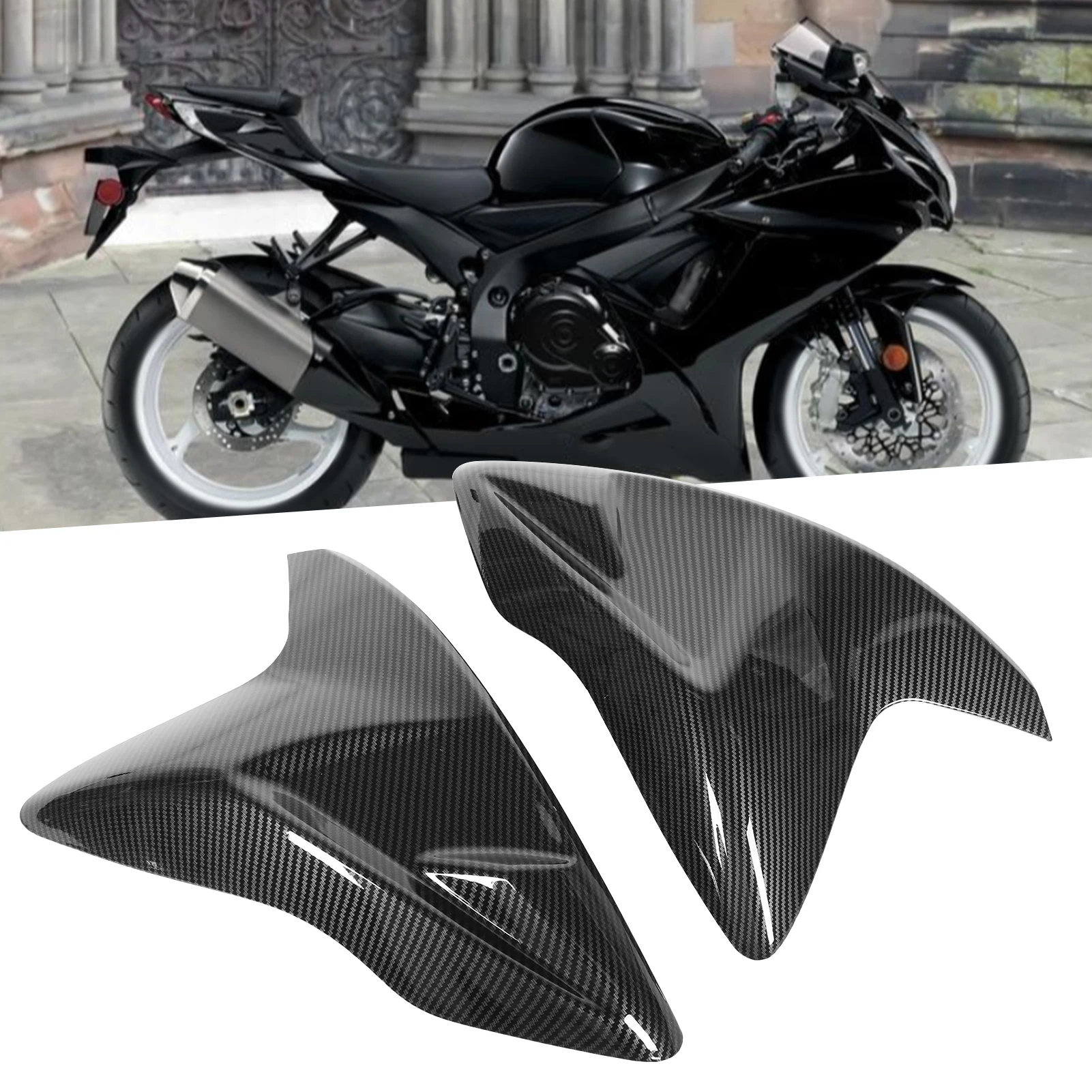 2 stücke Motorrad Zubehör Carbon Gas Side Trim Abdeckung Panel Verkleidung Fit für GSXR 600 750 2011-2019