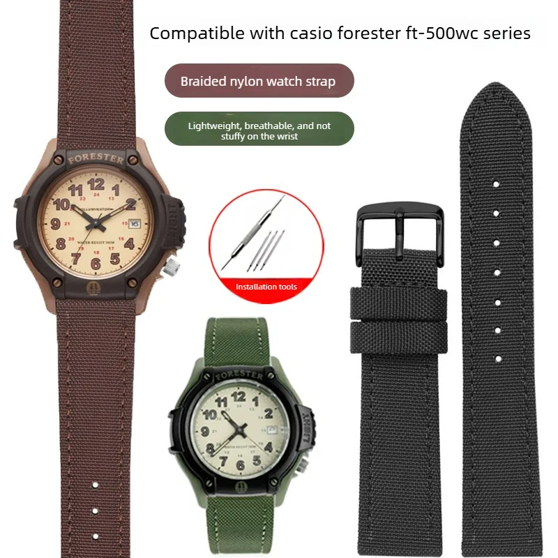 Crafted Nylon Watch Strap for Casio Forester Man FT-500WC Vintage Canvas Bracelet Men