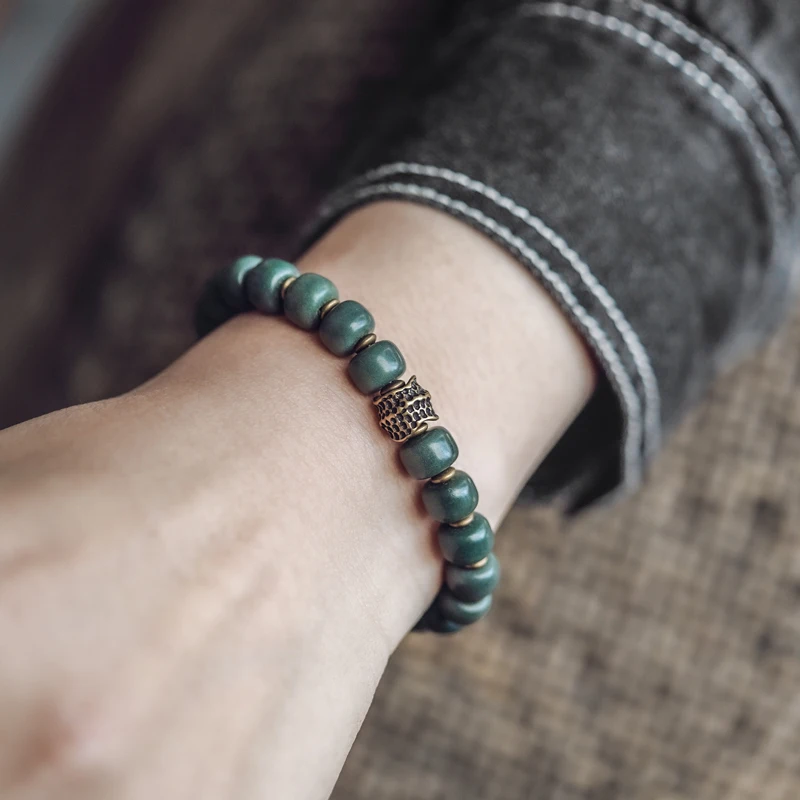 Ethnic wind green Bodhi root bracelet women's retro literary beads bracelet cultural play jewelry
