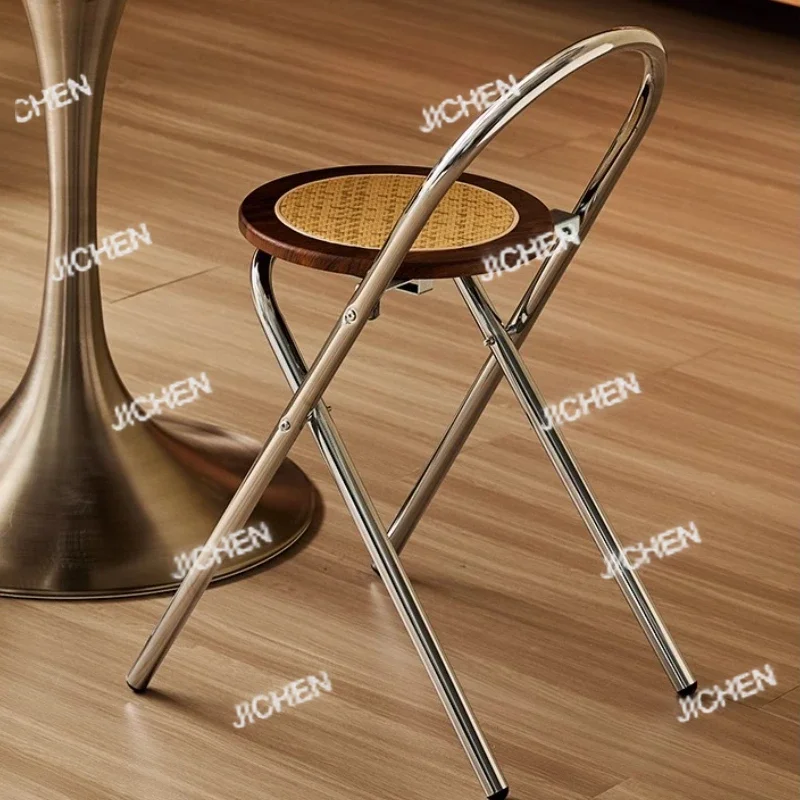 

HSModern Складные барные стулья Ретро домашний барный стул Штабелируемые роскошные обеденные стулья из ротанга Скандинавский складной высокий антикварный стул
