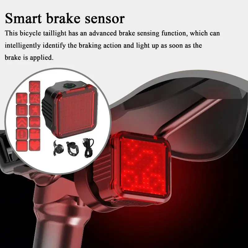 

Задний фонарь для велосипеда, лампа с датчиком тормоза, светодиодный яркий свет, датчик тормоза, водонепроницаемый для дороги, горного ночного велоспорта, для женщин, мужчин, взрослых