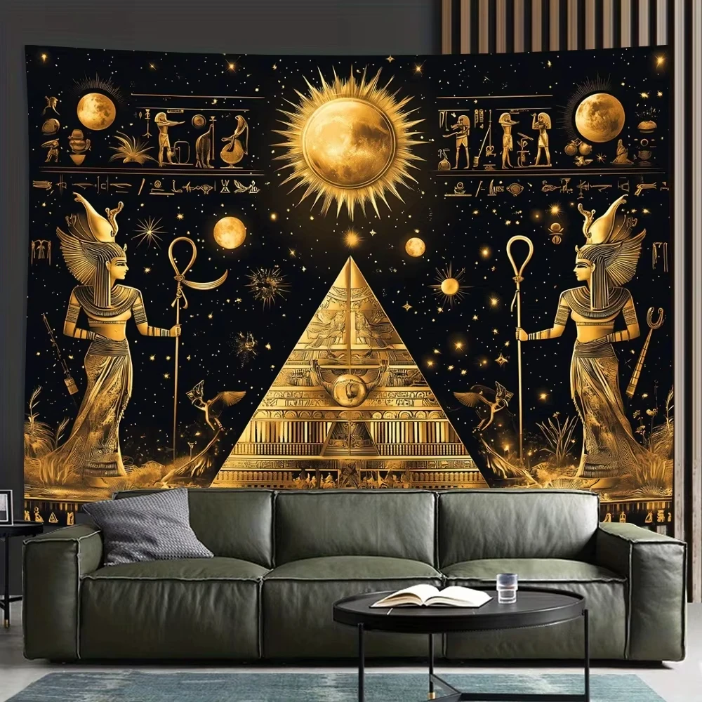 Vintage Egyptian Pyramid Tapestry – Retro Desert Wall Art for Living Room or Bedroom – Mystical Ancient Decor, Party Space Vibe