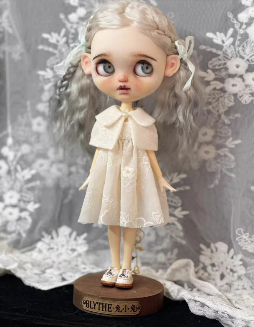 

2pcs Blythe pure style embroidered suspender skirt/shawl1/6 30cm(Fit for Pullip,Ob22/24/26, Licca)