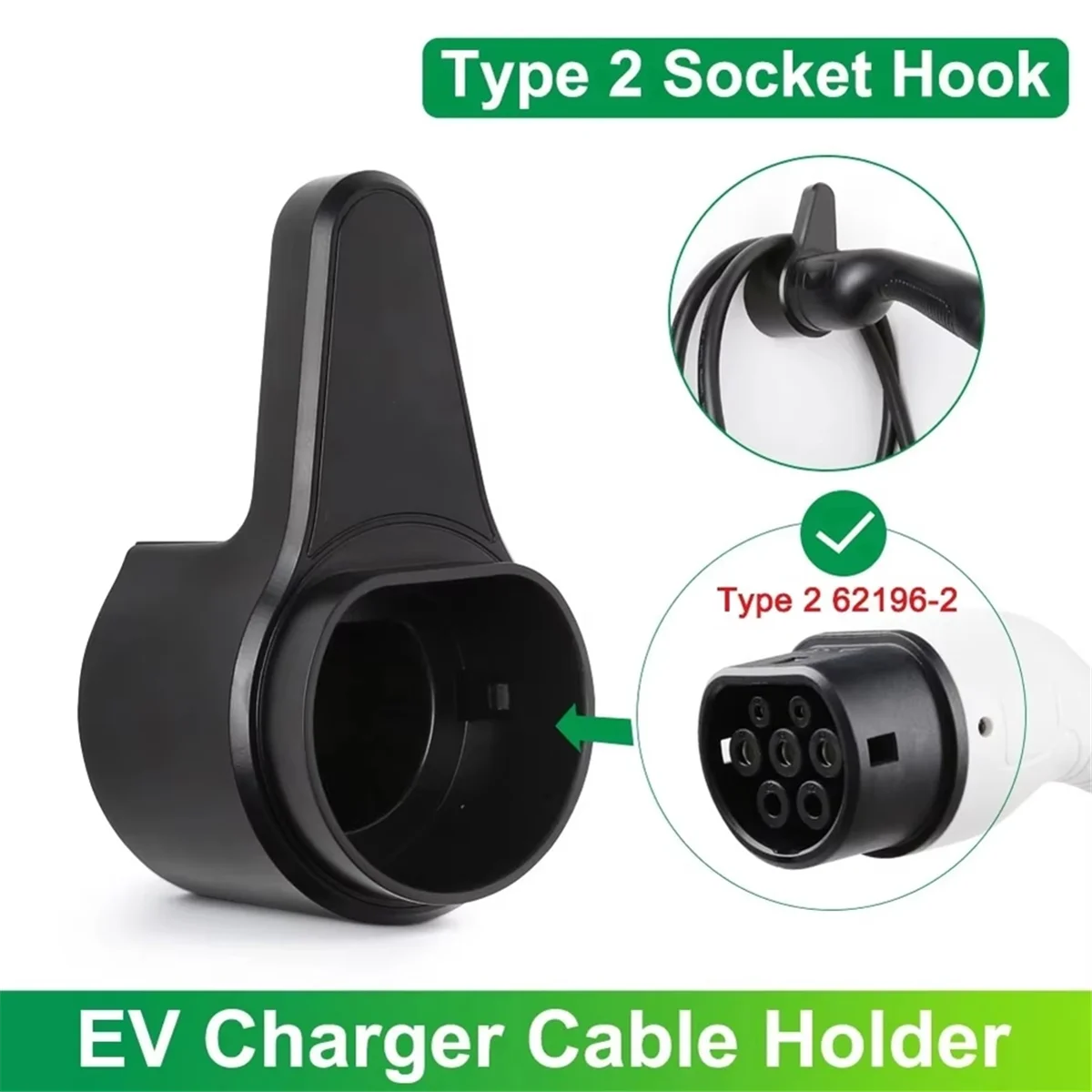 

ABNJ Electric Vehicle Type 2 Charger Plug Holder EV IEC 62196-2 Charging Organizer Cable Plug Wall Mount Socket Accessories