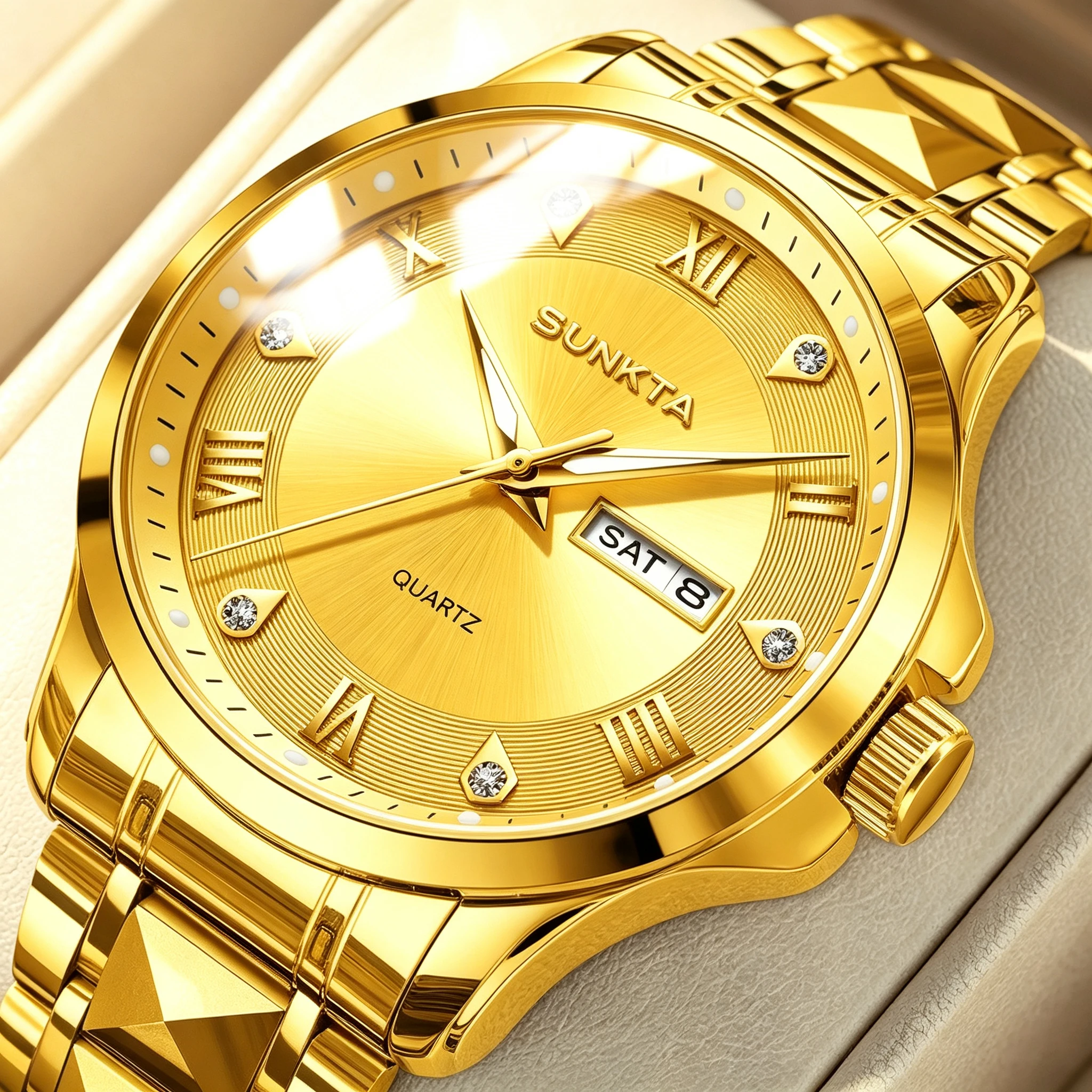 SUNKTA Luxury Men's Watches Business Top Brand Man Wristwatch Waterproof Luminous Date Week Quartz Men's Watch High Quality+Box