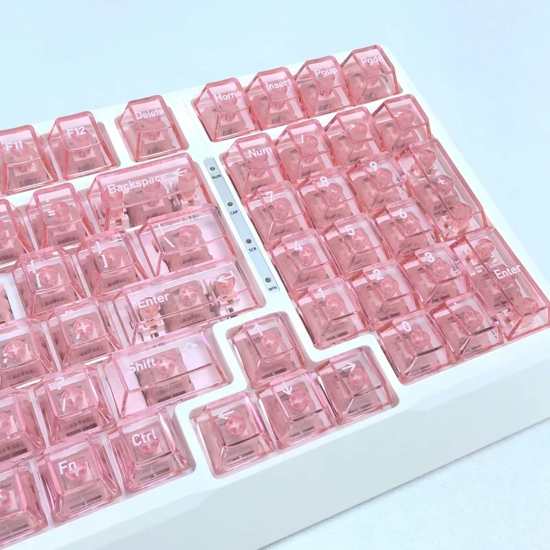 لوحة مفاتيح ميكانيكية ذات مسحوق كريستالي للكمبيوتر الشخصي شفافة تمامًا 119 مفتاحًا مجموعة كاملة صغيرة من المصنع الأصلي تخصيصًا عاليًا بنفسك #3
