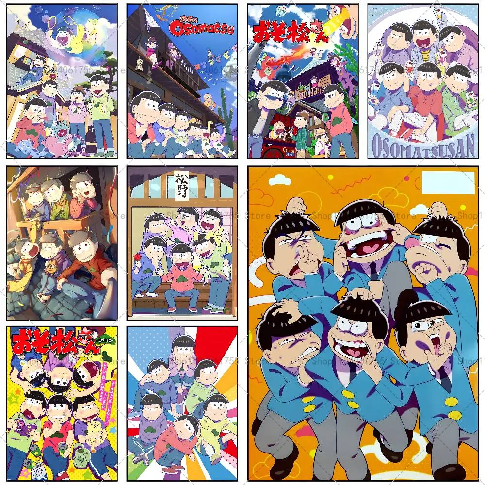 Anime O-Osomatsu S-san Poster Self-adhesive Art Waterproof Paper Sticker Coffee House Bar Room Wall Decor