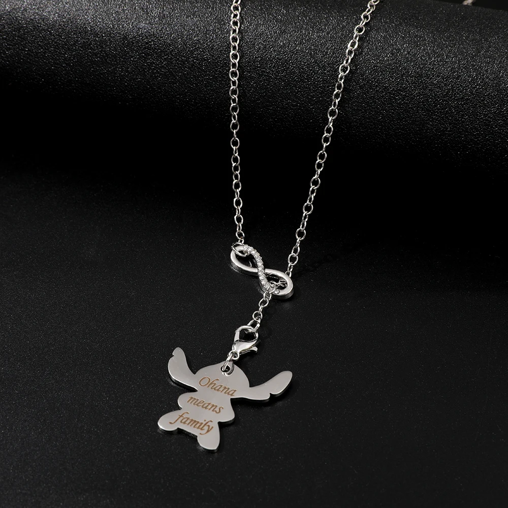 ديزني الكرتون غرزة رسائل أوهها يعني الأسرة قلادة قلادة بسيطة وعصرية المرأة اكسسوارات الهدايا