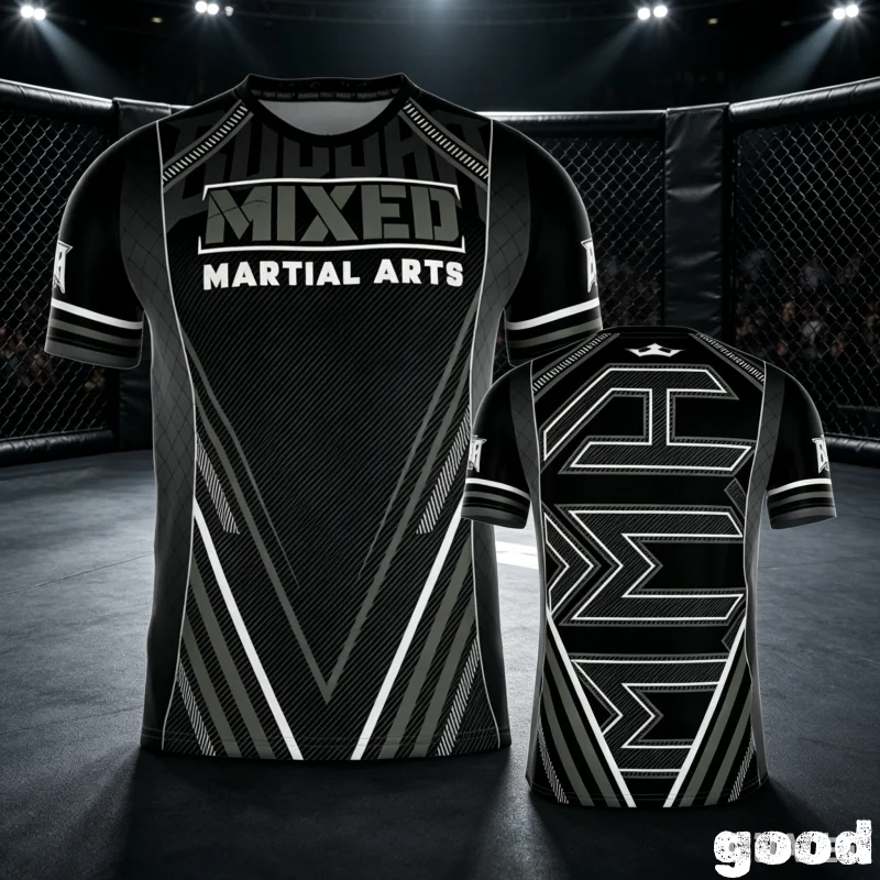 Men's Sports Fitness Short Sleeve 2025 Summer Breathable 3D Printed Boxing Shirt Loose Combat Training T-Shirt Family Kids Tees