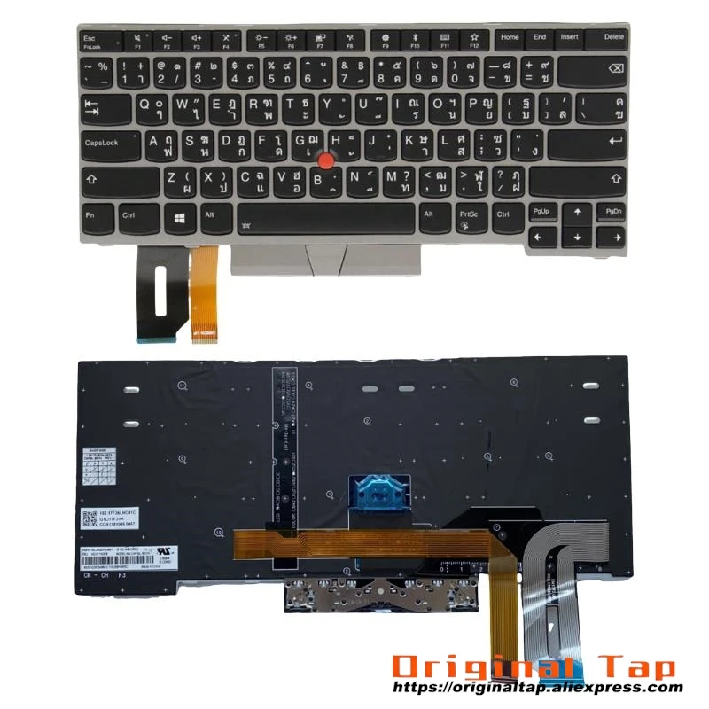 TH Thai Backlit Keyboard for Lenovo Thinkpad E480 E485 E490 T480S T490 T495 P43S L480 L490 L380 L390 Yoga 01YN373 01YN453