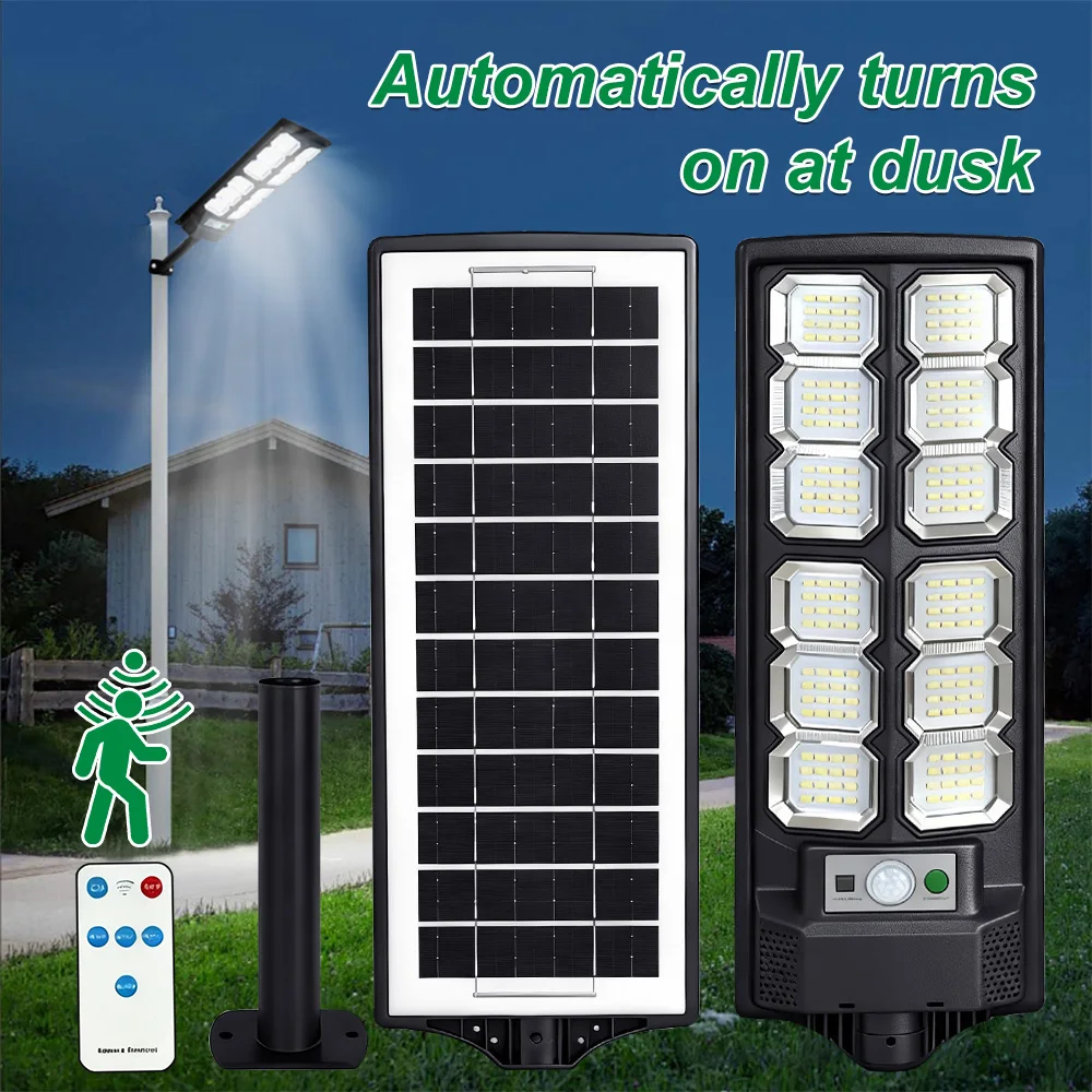 Solar Street Light Outdoor Motion Sensor, All In One Integrated LED Solar Powered Parking Lot Lamp, High Conversion Solar Panel Waterproof ABS Solar Security Light for Yard Garden Road Patio Driveway