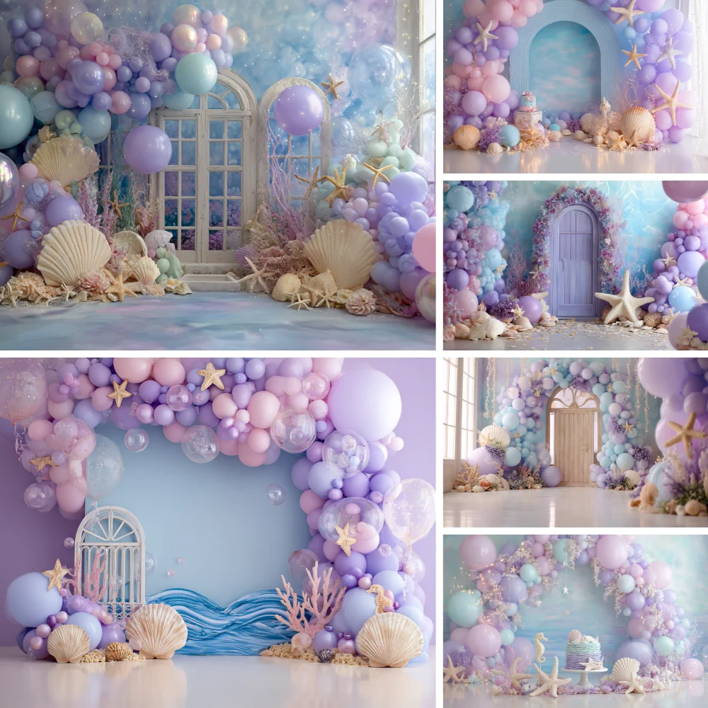 

Underwater World Theme Photography Background Girls Birthday Party Cake Smash Baby Shower Decor Backdrop Photo Props